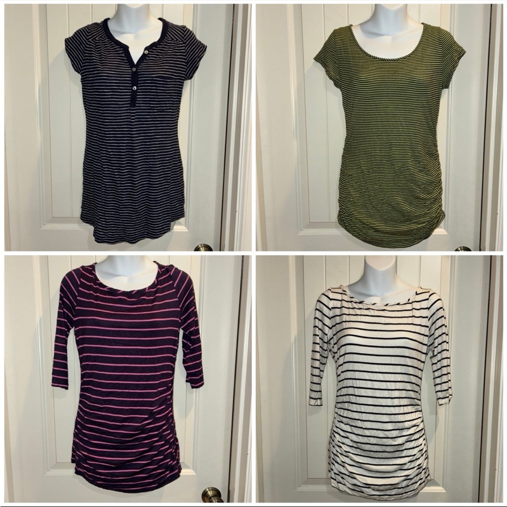Maternity A Pea in the Pod Striped Short Sleeve Tops